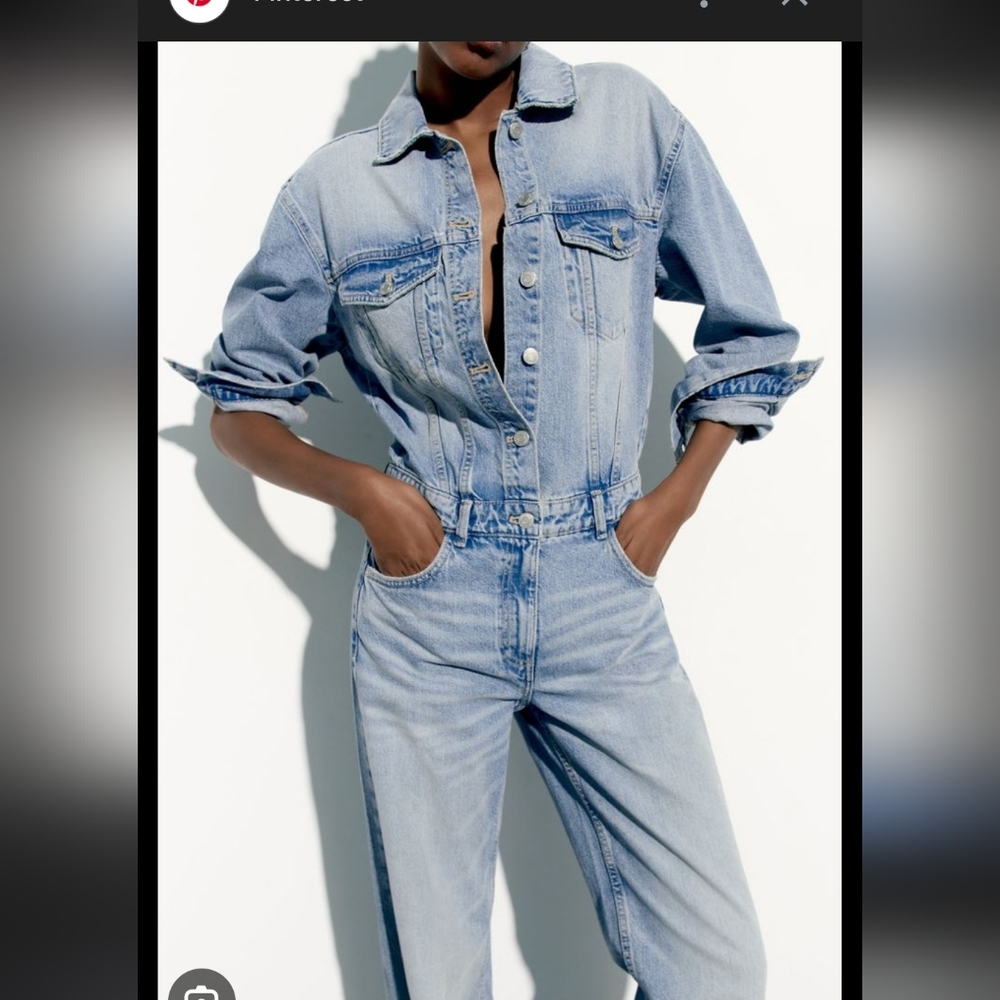 Zara Women's Light Blue Denim Overalls
